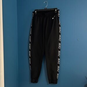 Nike Women’s Black Sweatpants with Logo Stripes